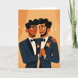 Two Grooms in Tuxedos Wedding Card