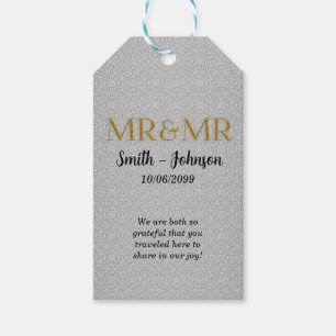 Two Grooms Mr & Mr Silver and Gold Wedding Gift Tags