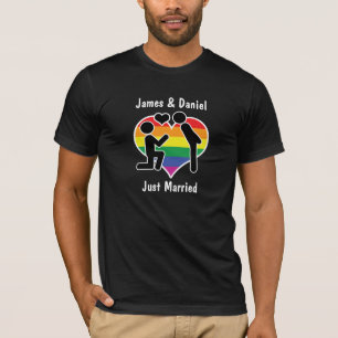 Two Grooms Proposal With Heart Customisable T-Shirt