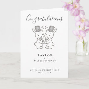 Two Grooms Rabbits Congratulations Wedding Card