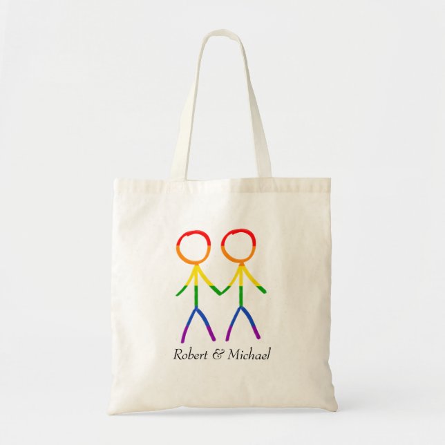 Two Grooms Rainbow Love Tote Bag (Front)