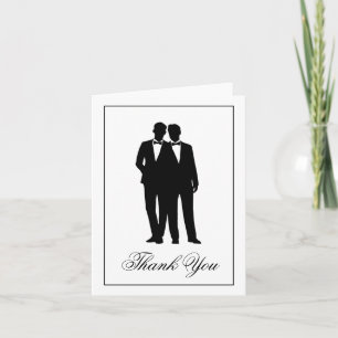 Two Grooms Silhouettes Thank You Note Cards