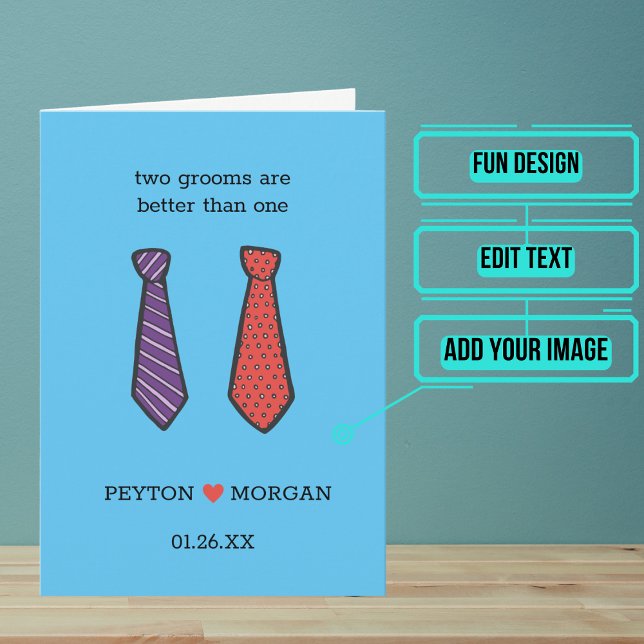 Two Grooms Wedding Day Congratulations Card (Send your love and congratulations with a modern and unique twist.)