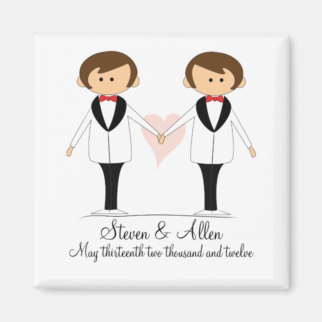 Two Grooms Wedding Magnet Favours (Front)