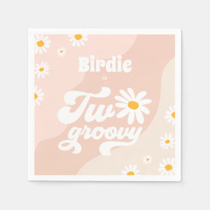Two Groovy 2nd Birthday Party Boho Retro Daisy Napkin