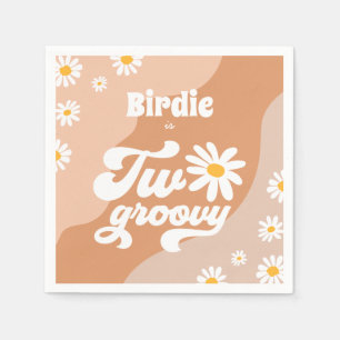 Two Groovy 2nd Birthday Party Boho Retro Daisy  Napkin