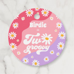 Two Groovy 2nd Birthday Party Retro Daisy Party Favour Tags