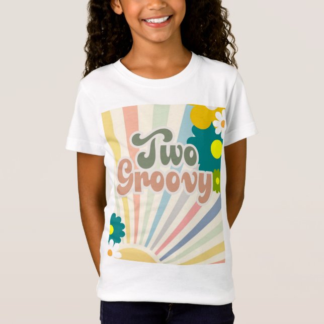 TWO GROOVY, 2ND BIRTHDAY, SUNSHINE, RAINBOW  T-Shirt (Front)