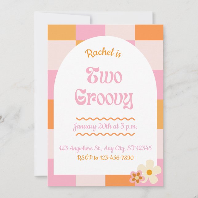 Two Groovy Birthday Invitation (Front)