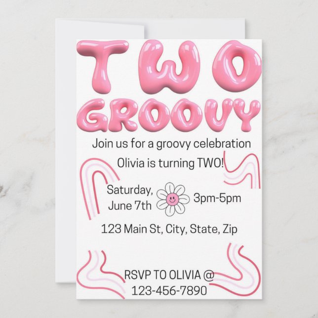 Two Groovy Birthday Invitation (Front)
