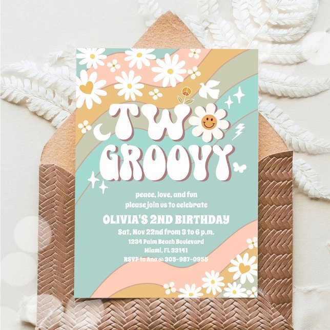 Two Groovy Daisy Birthday Invitation (Creator Uploaded)