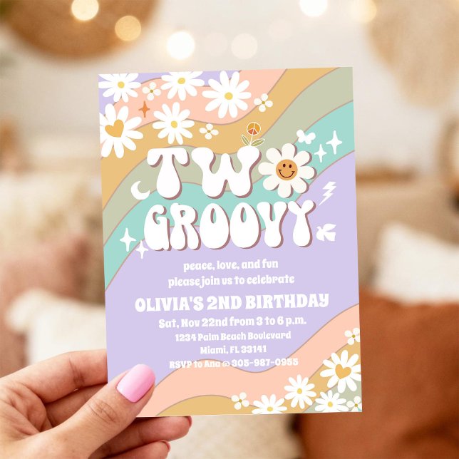 Two Groovy Daisy Birthday Invitation (Creator Uploaded)