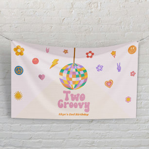 Two Groovy Disco Ball 2nd Birthday Party Banner