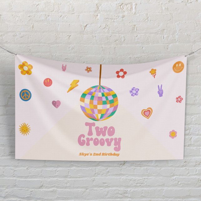 Two Groovy Disco Ball 2nd Birthday Party Banner (Creator Uploaded)