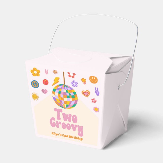 Two Groovy Disco Ball 2nd Birthday Party Favour Box (Front Side)