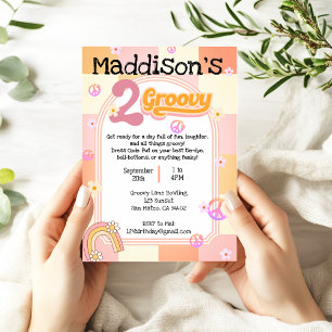 Two Groovy Girls Birthday Invitation