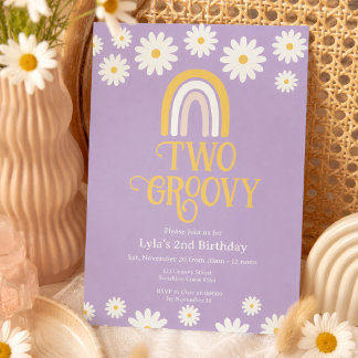 Two Groovy Girls Birthday Invitation | Retro Boho