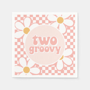 Two Groovy Pink Daisy Checker Napkin