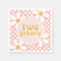 Two Groovy Pink Daisy Chequered