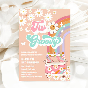Two Groovy Retro Birthday Invitation