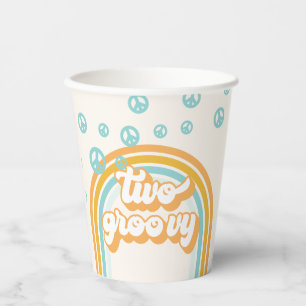TWO Groovy Retro Boy 2ND Birthday Paper Cups