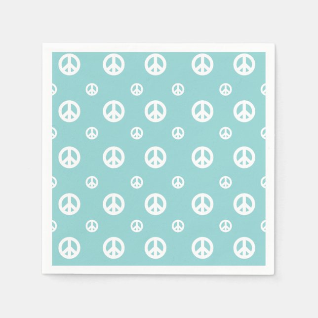 Two Groovy Retro Boy peace sign birthday Paper Pla Napkin (Front)