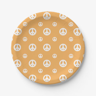 Two Groovy Retro Boy peace sign birthday Paper Pla Plate