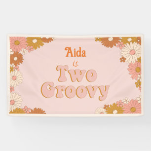 Two Groovy Retro Floral Backdrop Banner