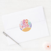 Two Groovy Retro Sunshine Rainbow Daisy Classic Round Sticker (Envelope)