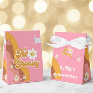 Two groovy retro vintage second birthday favour box