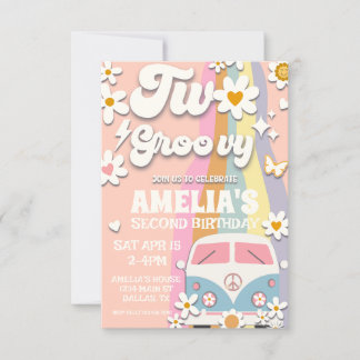 Two Groovy Second Birthday Invitation