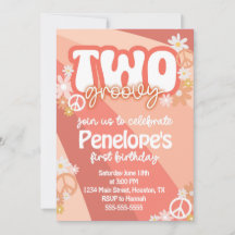 Two Groovy second birthday party invitation