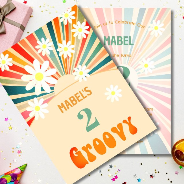 Two Groovy  Sunray Floral 2ND Birthday  Invitation (Creator Uploaded)