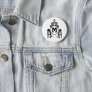 Two Guard Dog Monogram 6 Cm Round Badge
