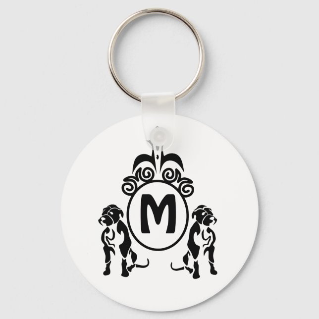 Two Guard Dog Monogram Key Ring (Front)