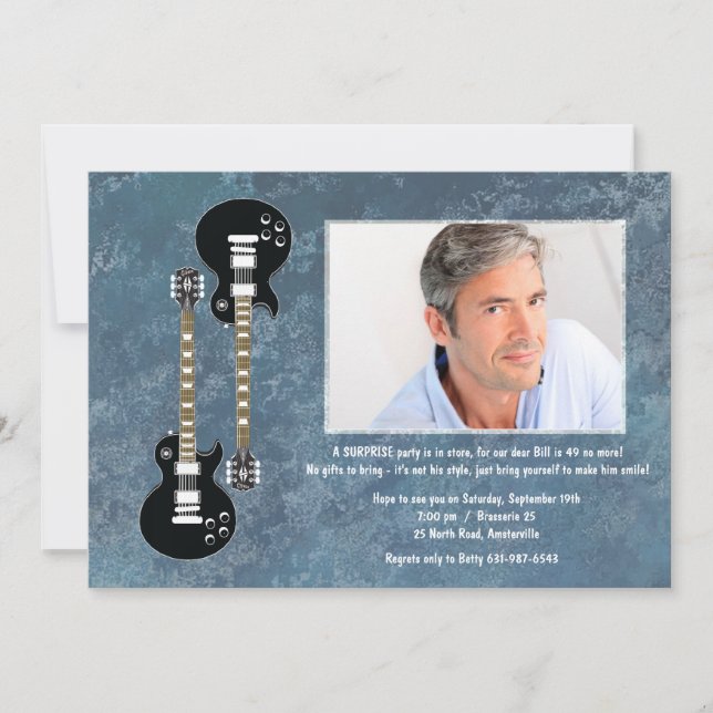 Two Guitars Surprise Photo Invitation (Front)