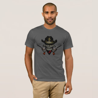 two guns skull cowboy art print for shirt