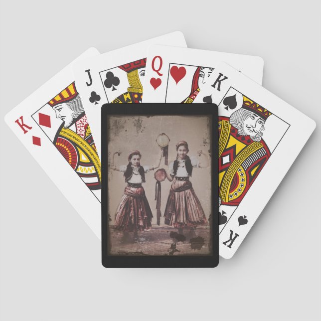 Two Gypsy Girls with Tamborines Playing Cards (Back)