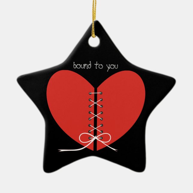 Two halves of a heart tied with a ribbon ornament (Front)