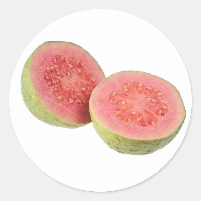Two halves pink guava classic round sticker (Front)