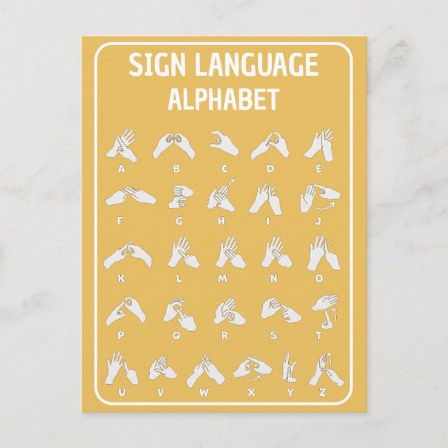 Two Handed Sign Languange Alphabet Postcard (Front)