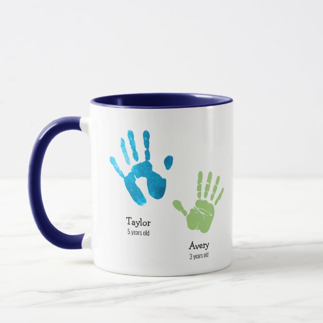 Two handprints We love you, Mommy! Custom Mug (Left)
