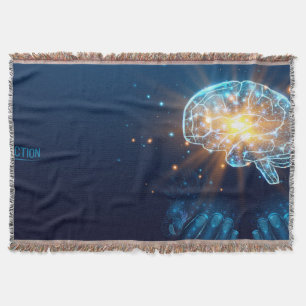 Two hands hold human brain throw blanket