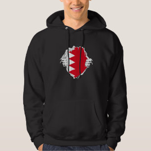Two Hands Opening Bahrain Flag Chest Bahraini Ches Hoodie