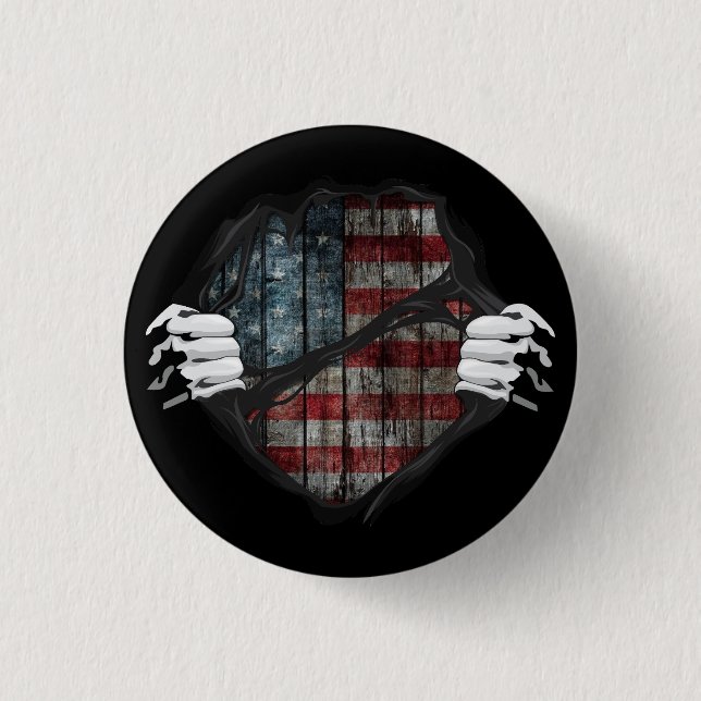 Two Hands Ripping Revealing Flag Customised 3 Cm Round Badge (Front)