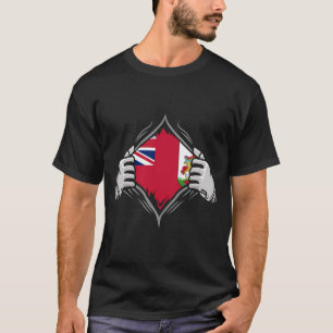Two Hands Ripping Revealing Flag of Bermuda  T-Shirt
