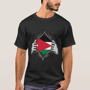 Two Hands Ripping Revealing Flag of Jordan  T-Shirt