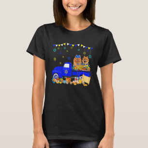 Two Hanukkah Pomeranians On Pickup Truck With Meno T-Shirt
