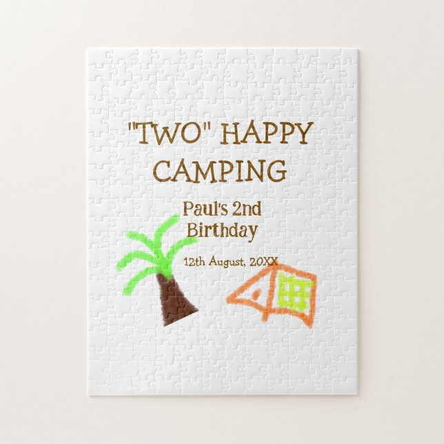 Two happy camping 2nd birthday tree camp kids jigsaw puzzle (Vertical)