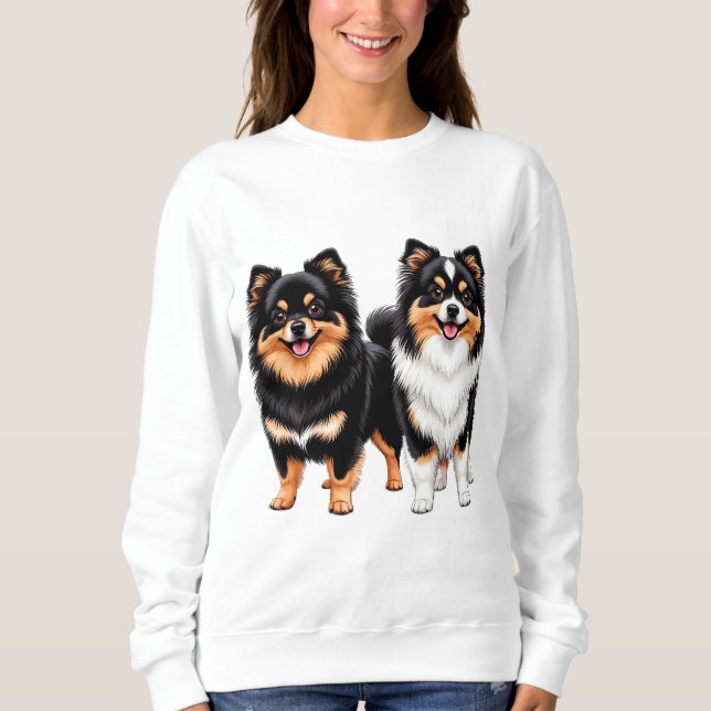 Two Happy Fluffy Dogs Sit Side by Side Sweatshirt (Front)